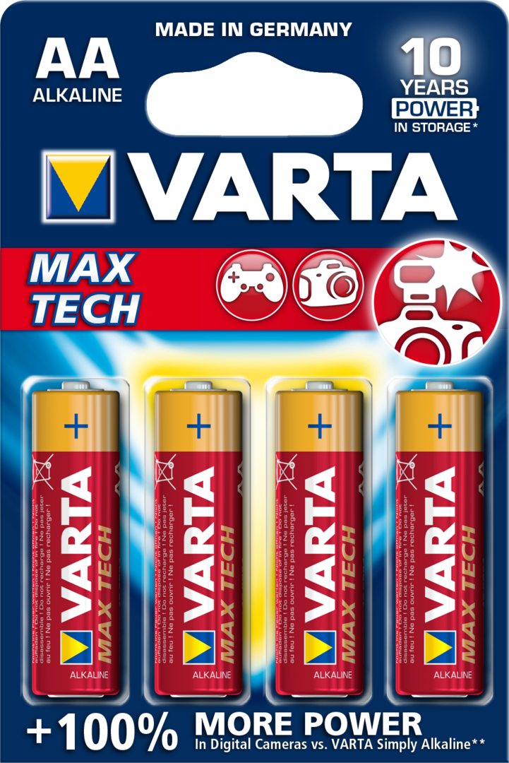 Blister de 4 Piles 1.5v VARTA LR06/AA Maxi Tech