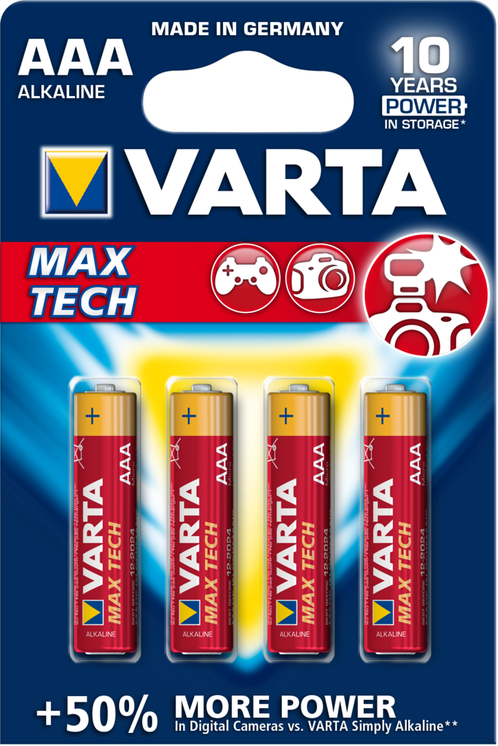 Blister de 4 Piles 1.5v VARTA LR03/AAA Maxi Tech
