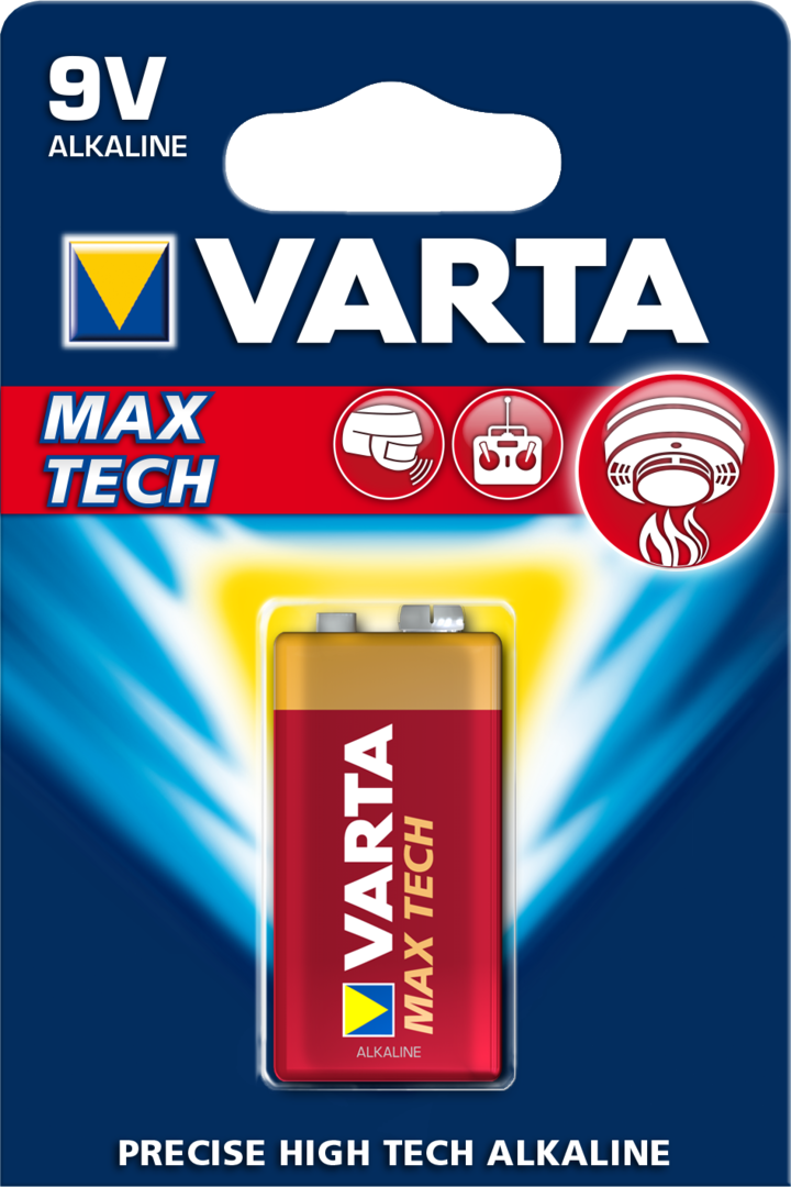 Blister de 1 pile 9V VARTA 6LR61 Maxi Tech