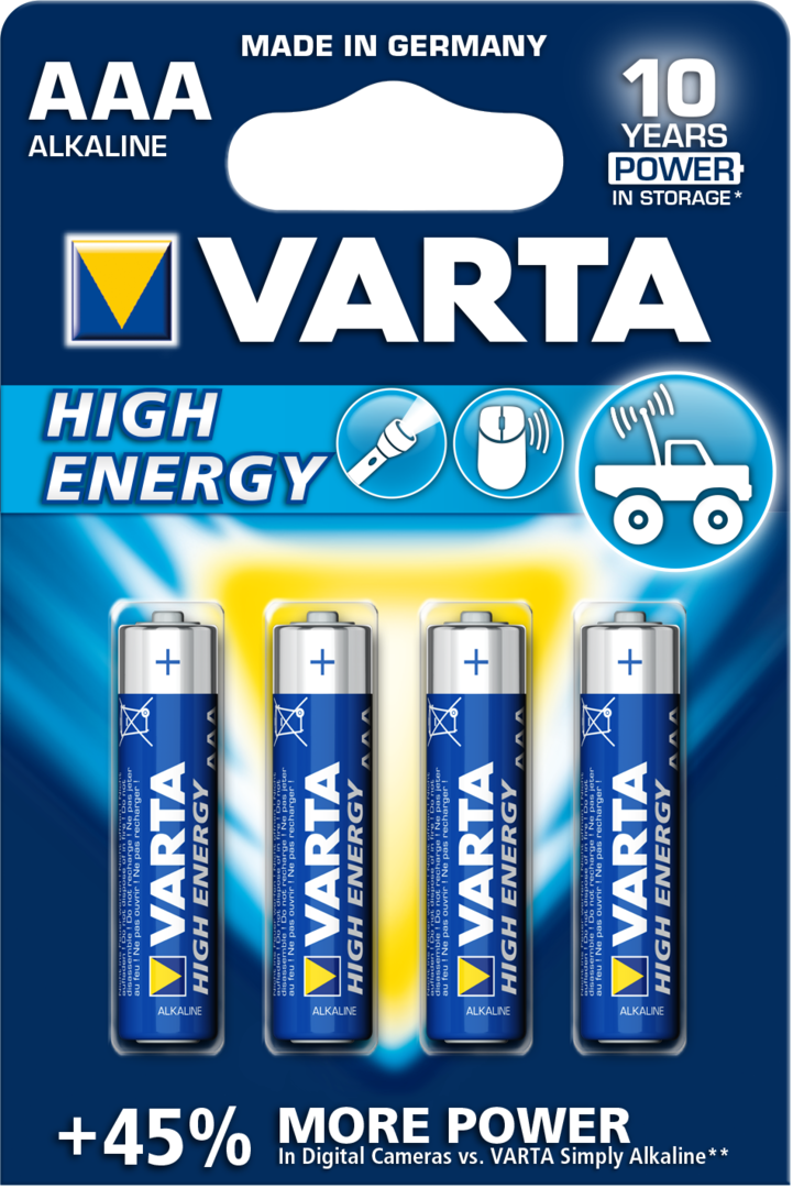 Blister de 4 Piles 1.5v VARTA LR03/AAA  High Energy