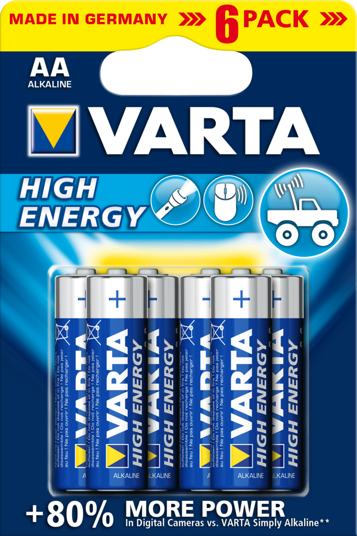 Blister de 6 Piles 1.5v VARTA LR06/AA High Energy