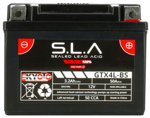 Batterie KYOTO SLA YTX4L-B prête à l'emploi