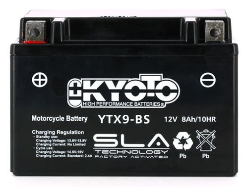 Batterie KYOTO SLA YTX9-BS prête à l'emploi