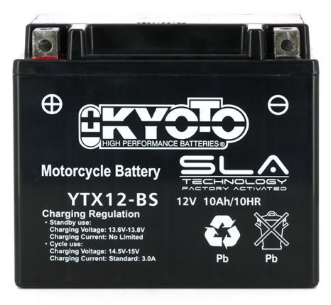 Batterie KYOTO SLA YTX12-BS prête à l'emploi