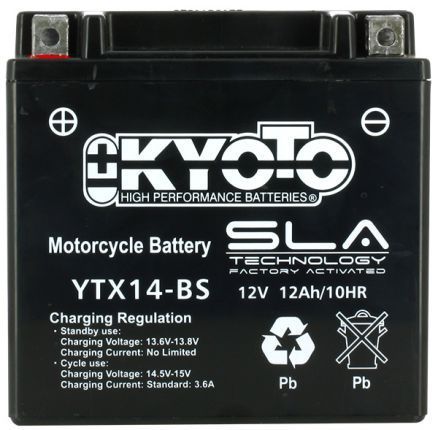 Batterie KYOTO SLA YTX14-BS prête à l'emploi