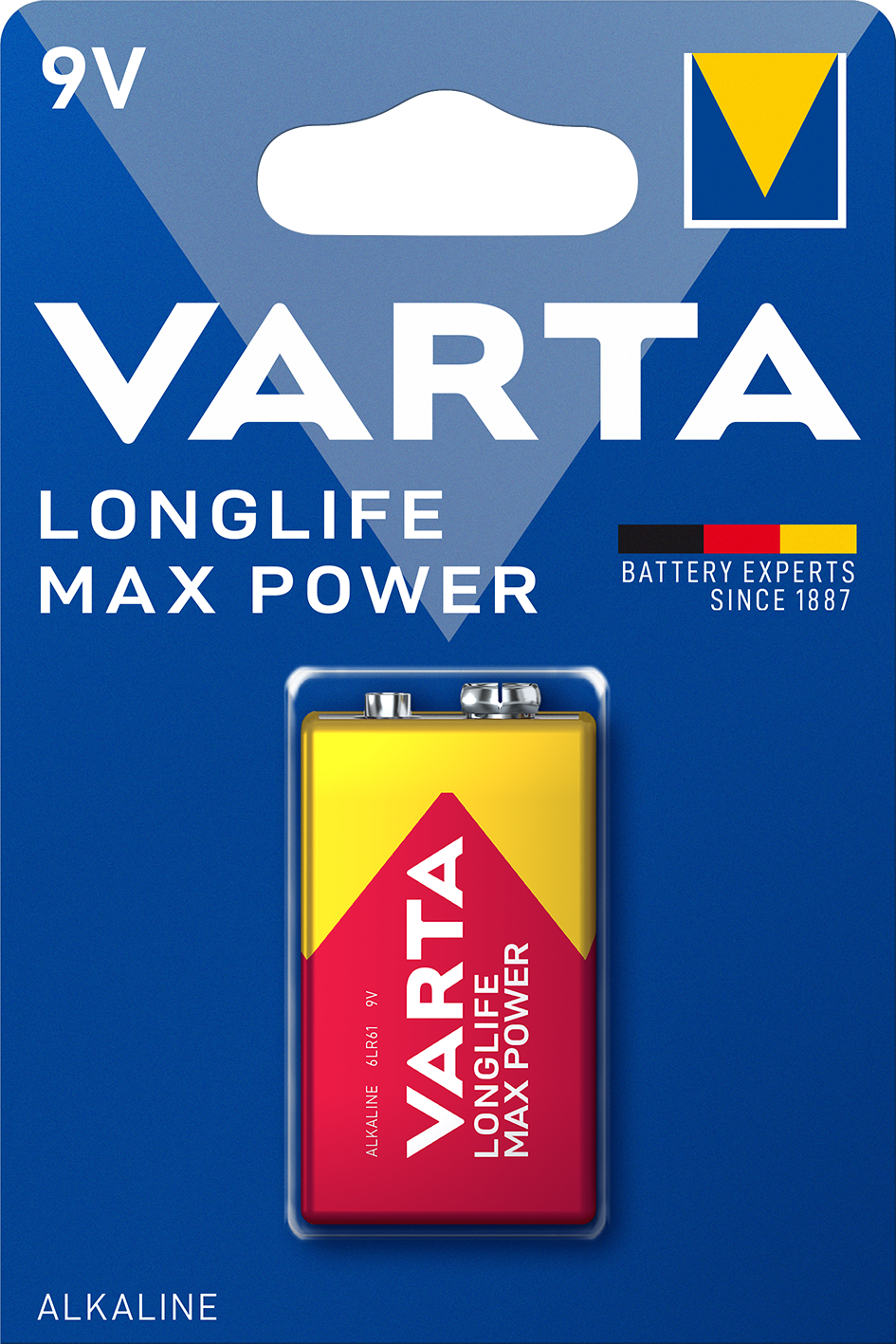 Blister de 1 pile 9V VARTA 6LR61 Maxi Power