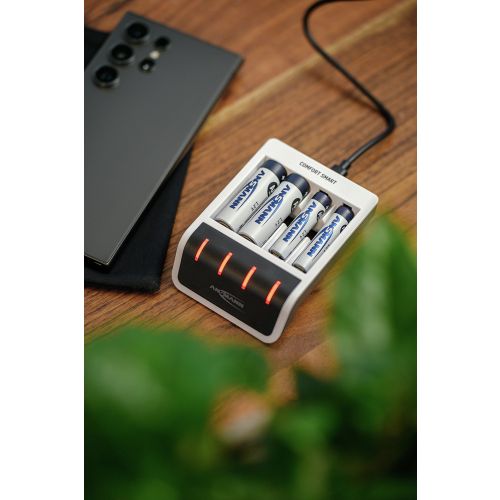 Chargeur ANSMANN Comfort Smart – Chargeur Rapide AA AAA NiMH 4 Accus USB avec Technologie PERFECT 7 – Image 2